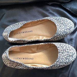EUC Lucky Brand Ballet leather flats animal leopard
